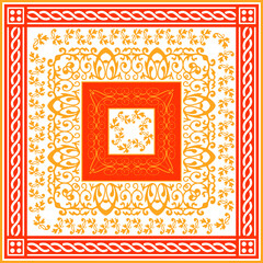 Obraz premium Vector ornament paisley Bandana Print, silk neck scarf or kerchief square pattern design style for print on fabric.