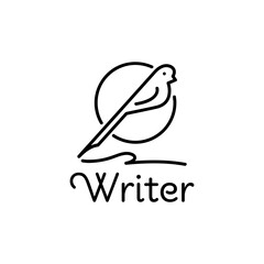 monoline style design author bird logo concept