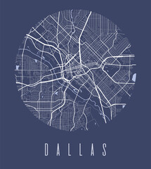 Dallas map poster. Decorative design street map of Dallas city, cityscape aria panorama. - obrazy, fototapety, plakaty