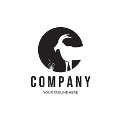 Goat company minimalist logo design vector