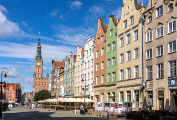 The facades of the restored Gdańsk patrician houses in the Long Market