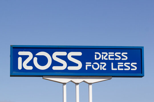 San Mateo, CA, USA - Feb 29, 2020: The Ross Dress for Less sign is seen outside a Ross Stores location in San Mateo, California. Ross Stores, Inc. is an American chain of discount department stores.