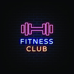 Fitness Club Neon Signs Style Text Vector