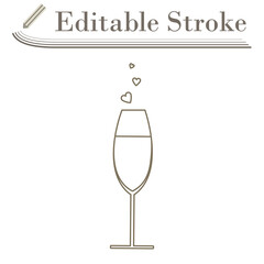 Champagne Glass With Heart Icon