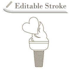 Valentine Icecream With Heart Icon