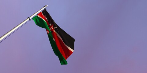 3d rendering of the national flag of the Kenya