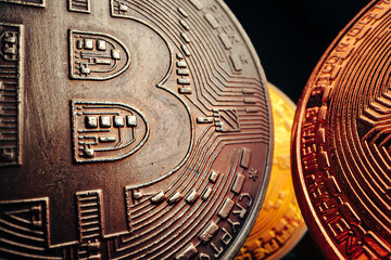 Fototapeta na wymiar Close up photo of bitcoin crypto currency