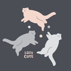 Vector collection with fat lazy lying cats