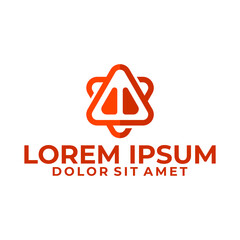 Initial letter A logo template with geometric hog nose line art illustration in flat design monogram symbol