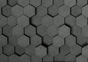 Abstract hexagonal background 3d illustration,3d rendering hexagon background, Architecture background.