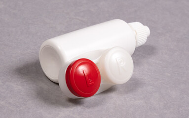 Contact lens case and bottle of solution