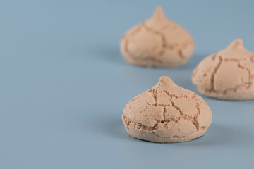 meringues on a blue background. 
