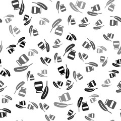 Black Feather and inkwell icon isolated seamless pattern on white background. Vector.