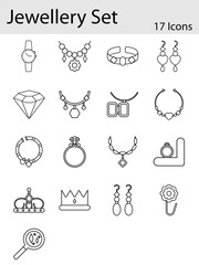 Set Of Jewellery Icons Or Symbol In Stroke Style.