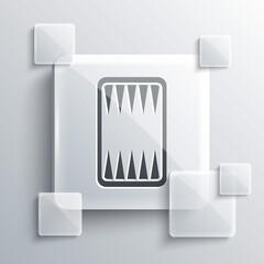 Grey Backgammon board icon isolated on grey background. Square glass panels. Vector.