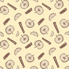 seamless graphic pattern with fruits and spices. Design for packaging, wallpaper, fabric, textile 