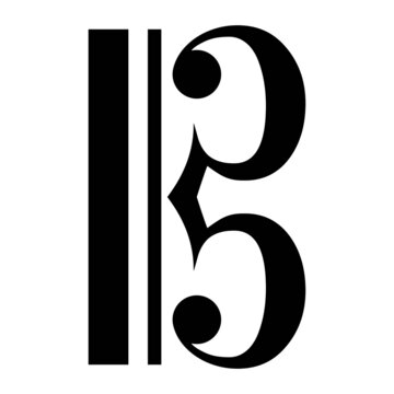 Vector high quality icon illustration of Alto clef black symbol isolated on white background