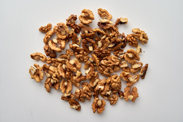 Flat lay of walnuts