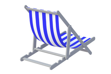 Striped beach chair isolated on white background. 3d rendering