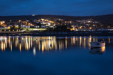 A view across the Teign River from Shaldon to Teignmouth in Devon at night