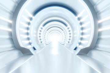 Abstract cylinder Spaceship corridor, futuristic background, sci-fi science concept, 3d rendering