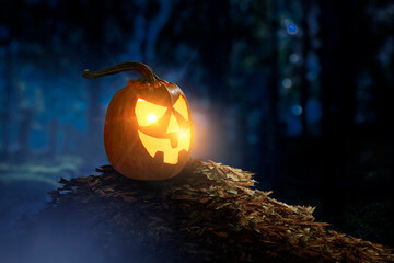 Halloween design with pumpkins . Mixed media