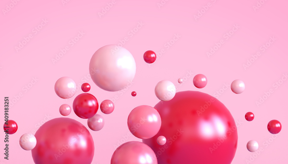 Poster abstract background geometry shapes circle bubbles minimal concept on red design for banner ,digital