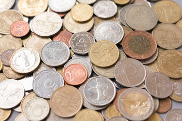 Coins of different countries of the world. Coins. Money.