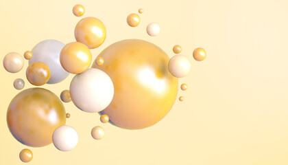 Abstract Background Geometry shapes Circle Bubbles success Concept on Yellow design for banner,digital art,Copy Space - 3d rendering