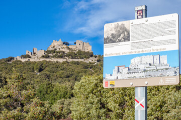 Ruins of the Castle of Montferrand on the mountain Pic St Loup, St-Mathieu-de-Treviers, Occitanie, France 