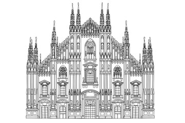 Fototapeta Duomo cathedral in Milan. Vector sketch. obraz