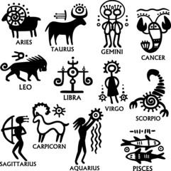 Icons zodiac signs isolated on a white background.