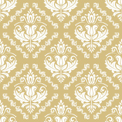 Orient classic pattern. Seamless abstract yellow and white background with vintage elements. Orient background. Ornament for wallpaper and packaging