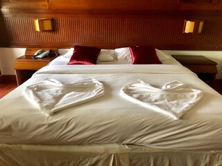bed in hotel room
