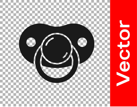 Black Baby dummy pacifier icon isolated on transparent background. Toy of a child. Vector.