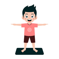 Vector illustration of child doing morning gymnastics