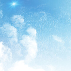 Blue sky with white cloud. The summer heaven is colorful clearing day Good weather and beautiful nature in the morning.