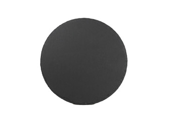 Black slate   round stone plate . Kitchen stone tray for food isolated on white background