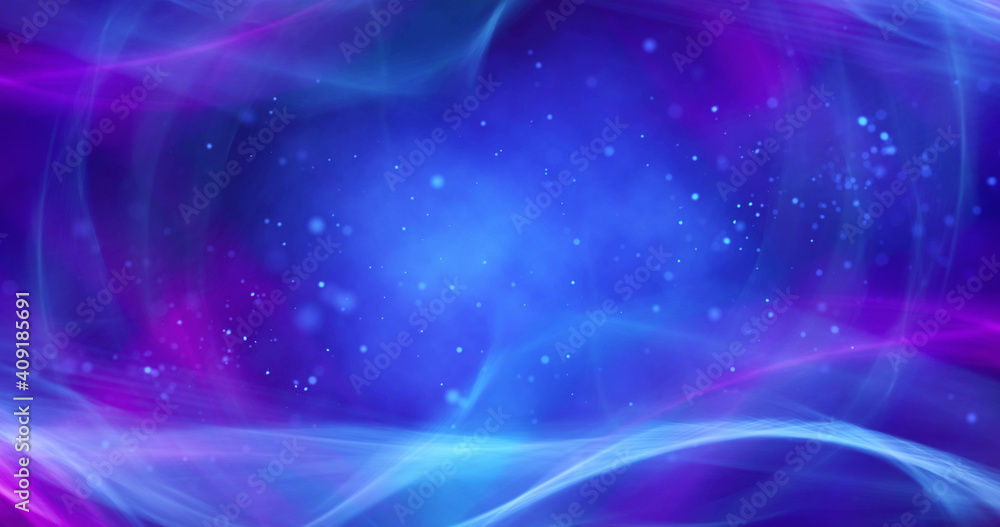 Sticker abstract bright glitter blue background out of focus.3 d render..