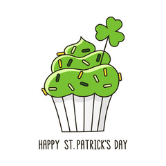 St Patrick's day cupcake. It can be used for card, sticker, patch, phone case, poster, t-shirt, mug etc.