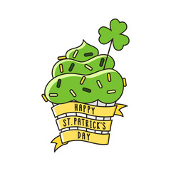 St Patrick's day cupcake. It can be used for card, sticker, patch, phone case, poster, t-shirt, mug etc.