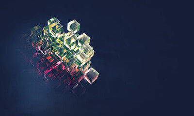 Glowing cubes. Innovation and creativity concept