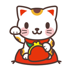 Beckoning cat and coin purse 財布を持った招き猫