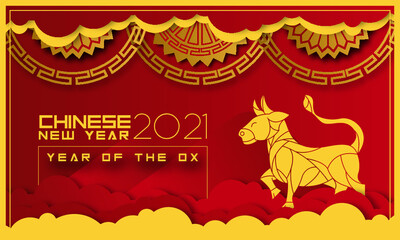 Fototapeta na wymiar Chinese New Year Greeting Card Ox
