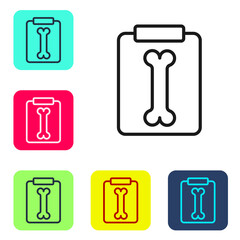 Black line X-ray shots icon isolated on white background. Set icons in color square buttons. Vector Illustration.