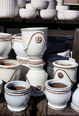 white ceramic pots