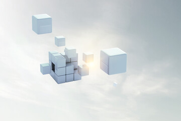 Glowing cubes. Innovation and creativity concept