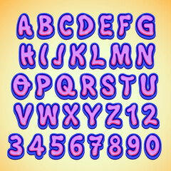 Pop colorful letter font typography set design