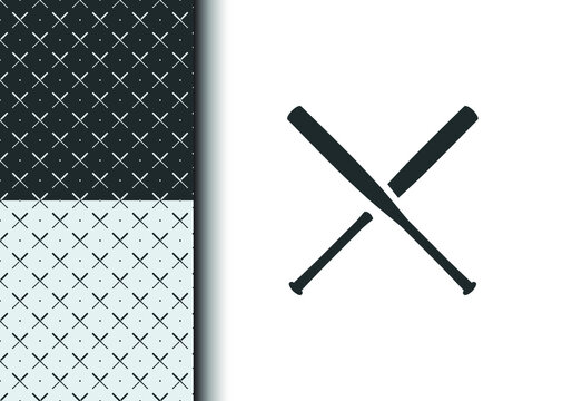 Cross object seamless pattern vector. For printing, texture, background, business, department, hobbies. Eps 10. Bat stick pattern
