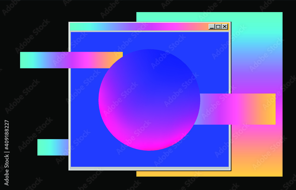 Aufkleber Retro user interface, desktop with retrowave OS.